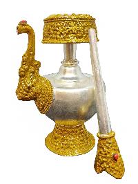 Bhumpa- Bhumba, A Buddhist Handmade Copper Offering Bowl Set, Silver And Gold Plated
