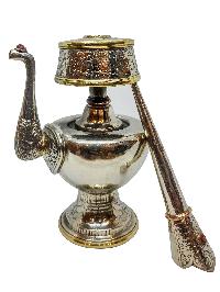 Bhumpa- Bhumba, A Buddhist Handmade Copper Offering Bowl Set, Silver Plated