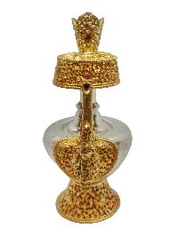 Buddhist Handmade Bhumpa- Bhumba Copper Offering Bowl Set, Silver And Gold Plated
