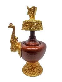 Bhumpa- Bhumba, A Buddhist Handmade Copper Offering Bowl Set, Partly Gold Plated, Chocolate Oxidized