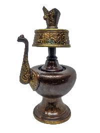Bhumpa- Bhumba, A Buddhist Handmade Copper Offering Bowl Set, Chocolate Oxidized