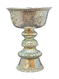 Copper Butter Lamp, Buddhist Ritual Items, Silver Plated