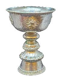 Copper Butter Lamp, Buddhist Ritual Items, Silver Plated