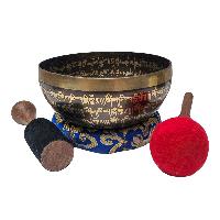 Jambati Singing Bowl Singing Bowl, Buddhist Hand Beaten, Double Dorje Carved, [select Accessories]