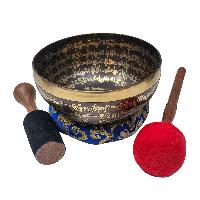 Jambati Singing Bowl Singing Bowl, Buddhist Hand Beaten, Double Dorje Carved, [select Accessories]