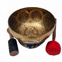 Jambati Singing Bowl Singing Bowl, Buddhist Hand Beaten, Chenrezig Carved, [select Accessories]