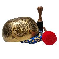 Jambati Singing Bowl Singing Bowl, Buddhist Hand Beaten, Chenrezig Carved, [select Accessories]