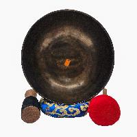 Singing Bowl, Buddhist Hand Beaten, Moon Carved, Antique Finishing, [select Accessories]