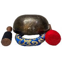 Singing Bowl, Buddhist Hand Beaten, Moon Carved, Antique Finishing, [select Accessories]