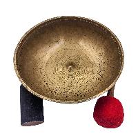 Manipuri Singing Bowl, Buddhist Hand Beaten, Antique Finishing, [select Accessories]