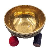 Jambati Singing Bowl, Buddhist Hand Beaten [carved], With Design, [select Accessories]