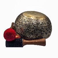 Jambati Singing Bowl, Buddhist Hand Beaten [carved], With Design, [select Accessories]