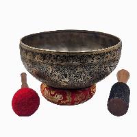 Jambati Singing Bowl, Buddhist Hand Beaten [carved], With Design, [select Accessories]