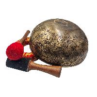 Jambati Singing Bowl, Buddhist Hand Beaten [carved], With Design, [select Accessories]