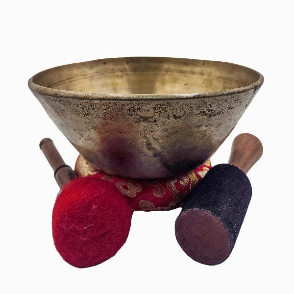 Uncommon Singing Bowl, Buddhist Hand Beaten, [select Accessories]