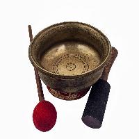 Uncommon Singing Bowl, Buddhist Hand Beaten [carved], With Design, [select Accessories]