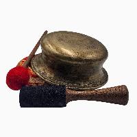 Uncommon Singing Bowl, Buddhist Hand Beaten [carved], With Design, [select Accessories]