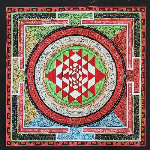 Sri Yantra Mandala, Buddhist Hand Painted Thangka, [hand Painted]