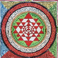 Sri Yantra Mandala, Buddhist Hand Painted Thangka, [hand Painted]