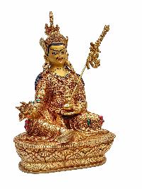 [padmasambhava], Buddhist Handmade Statue, [gold Plated], [face Painted] And [stone Setting]