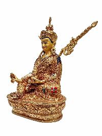 [padmasambhava], Buddhist Handmade Statue, [gold Plated], [face Painted] And [stone Setting]