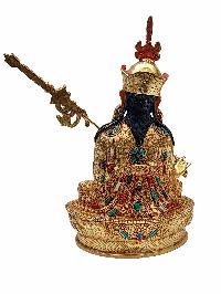 [padmasambhava], Buddhist Handmade Statue, [gold Plated], [face Painted] And [stone Setting]