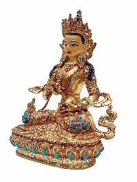 [vajrasattva], Buddhist Handmade Statue, [gold Plated], [face Painted] And [stone Setting]