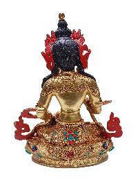 [vajrasattva], Buddhist Handmade Statue, [gold Plated], [face Painted] And [stone Setting]