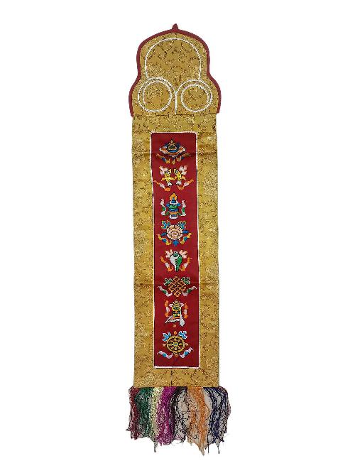 [cotton] Wall Hanging, Handmade In Nepal With Ashtamangala