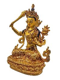 [manjushri], Buddhist Handmade Statue, [gold Plated] And [face Painted]