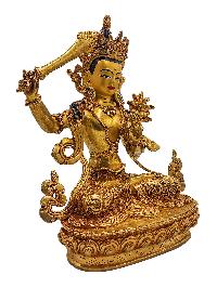 [manjushri], Buddhist Handmade Statue, [gold Plated] And [face Painted]