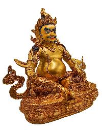 [yellow Jambhala], Buddhist Handmade Statue, [gold Plated] And [face Painted]