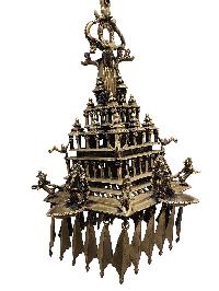 Traditional Handmade Incense Burner Or Oil Lamp Of Krishna Temple With Ganesh Statue