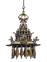 Traditional Handmade Incense Burner Or Oil Lamp Of Krishna Temple With Ganesh Statue