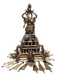 Traditional Handmade Incense Burner Or Oil Lamp Of Krishna Temple With Ganesh Statue