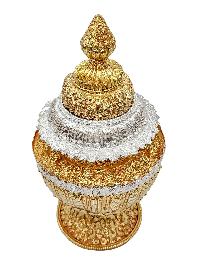 [dophor], Nesi, Vessel For Offering Rice With Deep Carving, [gold And Silver Plated], Rice Offering