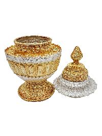 [dophor], Nesi, Vessel For Offering Rice With Deep Carving, [gold And Silver Plated], Rice Offering