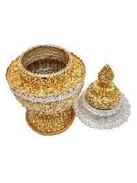 [dophor], Nesi, Vessel For Offering Rice With Deep Carving, [gold And Silver Plated], Rice Offering