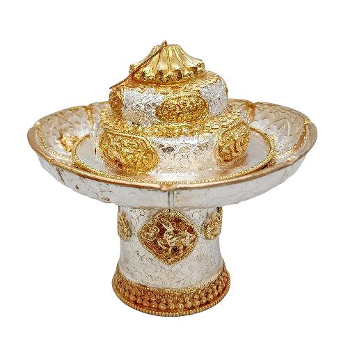 [tea Pot], Buddhist Handmade Ritual Offering, Gold And Silver Plated
