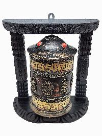 Buddhist Handmade Wall Prayer Wheel With Mantra Inside, [ashtamangala], Wall Mountable