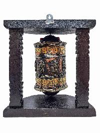 Buddhist Handmade Wall Prayer Wheel With Mantra Inside, [ashtamangala], Wall Mountable