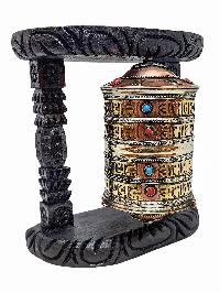 Buddhist Handmade Wall Prayer Wheel With Mantra Inside, [stone Setting], Wall Mountable