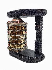 Buddhist Handmade Wall Prayer Wheel With Mantra Inside, [stone Setting], Wall Mountable