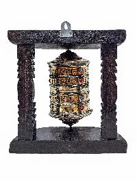 Buddhist Handmade Wall Prayer Wheel With Mantra Inside, [stone Setting], Wall Mountable