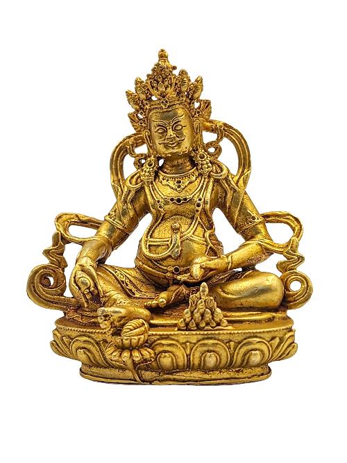 Yellow Jambhala Statue, [kubera Jambhala], [full Gold Plated], [ceramic Molding]