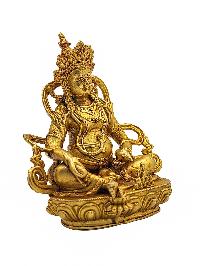 Yellow Jambhala Statue, [kubera Jambhala], [full Gold Plated], [ceramic Molding]