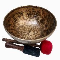 Full Moon Bowl, Buddhist Hand Beaten, Moon Carved, Antique Finishing, [select Accessories]