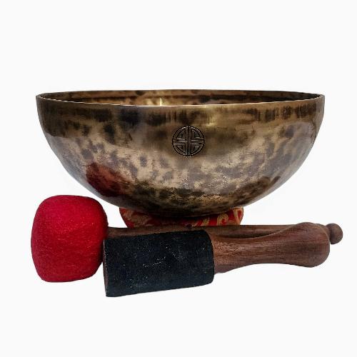 Full Moon Bowl, Buddhist Hand Beaten, Moon Carved, Antique Finishing, [select Accessories]