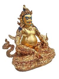 [yellow Jambhala], Buddhist Handmade Statue, [gold Plated] And [face Painted]