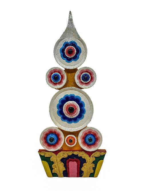 Torma, Buddhist Offering Item Of White Saljey, [wooden Painted]